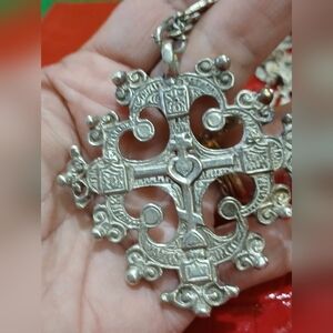 Silver Pectoral Priest’s cross, engravings in old Russia, Moscow, 17th century.